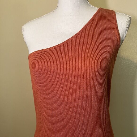House of Harlow 1960 One-Shoulder Ribbed Bodycon Dress Orange Size M - Picture 3 of 10